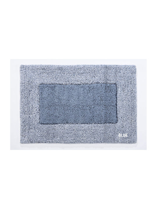Down Town Home Πατάκι Μπάνιου Βαμβακερό Border 60-0243 Blue 70x160εκ.