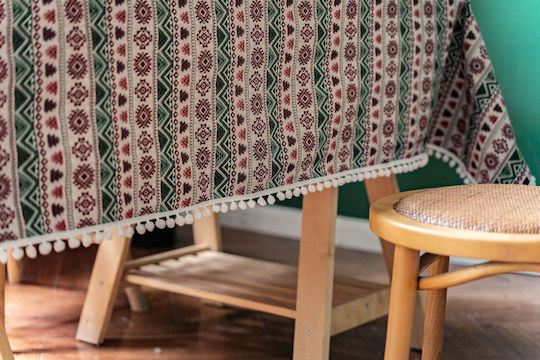 FRIPIA Fripia Leinen Tischdecke Mit Stickerei Weiß 140x200cm