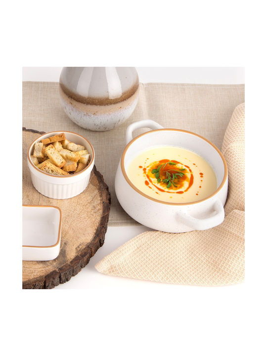 Orion Round White Ceramic Serving Bowl with Diameter 21cm