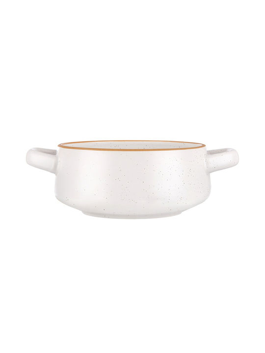 Orion Round White Ceramic Serving Bowl with Diameter 21cm