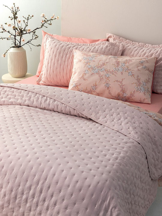 Palamaiki Nico Σετ Κουβερλί Υπέρδιπλο Microfiber Pink 220x240cm