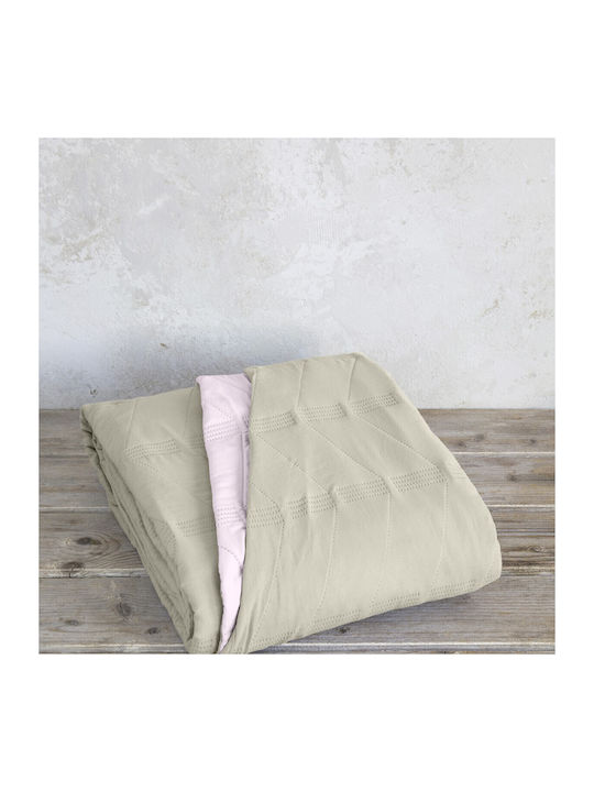 Nima Simple Coverlet Queen Size Microfiber Pink / Light Brown 220x240cm