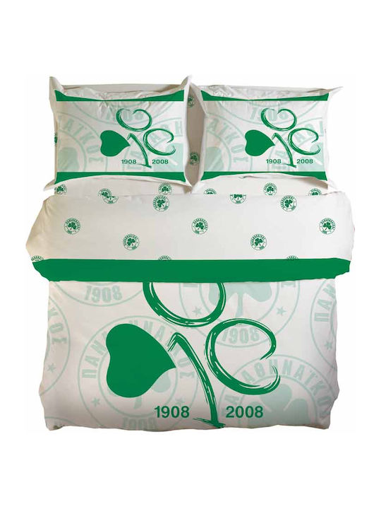 Palamaiki Panathinaikos FC1 Set Coverlet Single Cotton Green 170x240cm