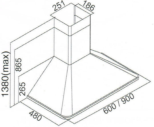 Kaiser Chimney Vent Hood 86.5cm Red A 9315 RotEm Eco