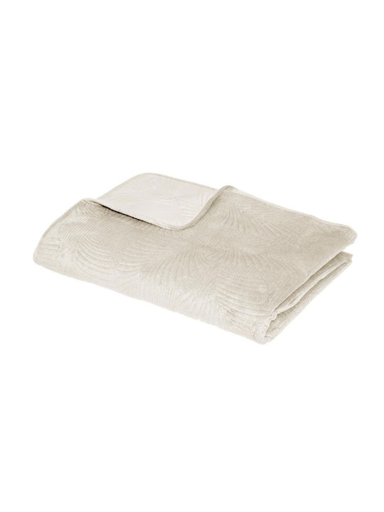 Atmosphera Leaf Κουβερλί Υπέρδιπλο από Πολυεστέρα Ivory 240x260cm