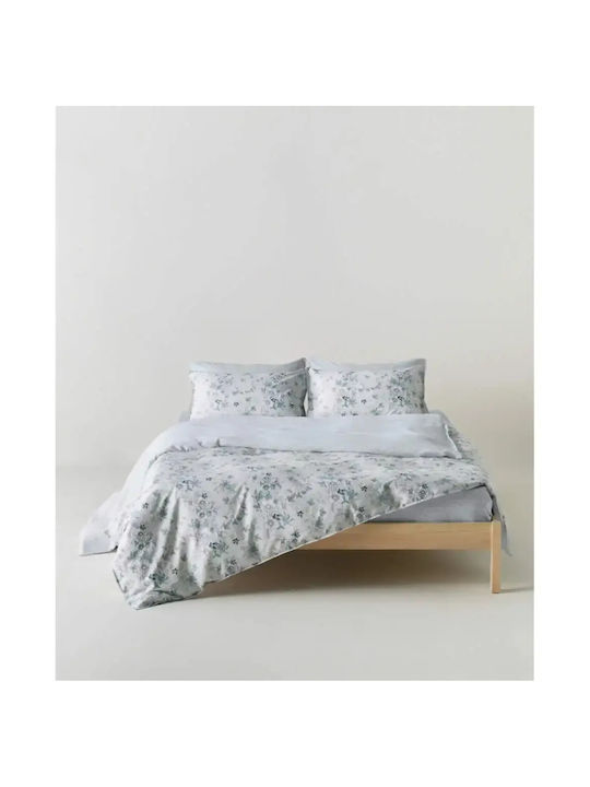 Kentia Vervita Coverlet King Size Cotton Satin Gray White Beige Mint 270x270cm