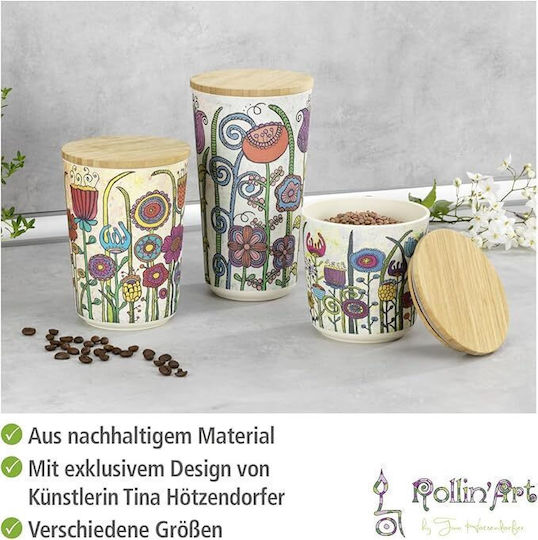 Wenko Set of 3 General Use Vases with Wooden Lid