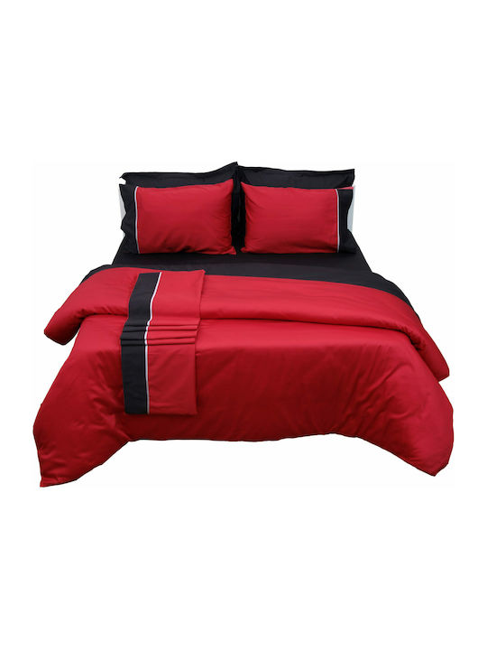 Anna Riska Luxury Bicolour Tagesdecke Übergröße Baumwollsatin Red / Black 220x240cm