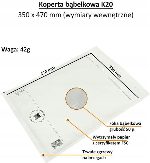 Heykapak Versandumschlag mit Gepolstert 1 Stück Weiß