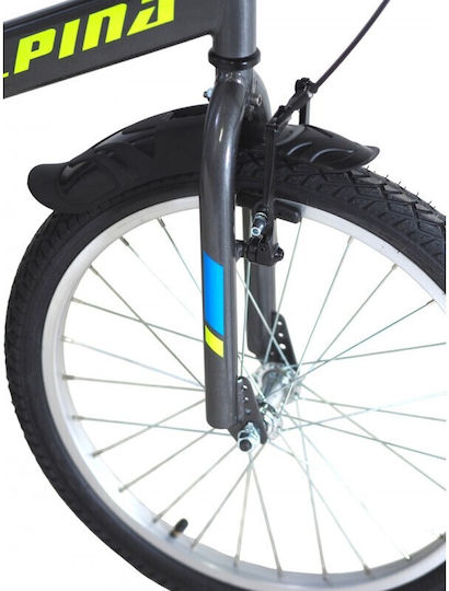 Alpina 20 Παιδisches Kinderfahrrad Stadt mit Aluminiumrahmen Grau