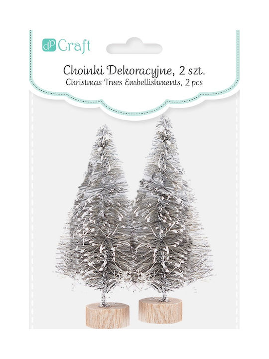 Decorative Silver Christmas Trees 8cm 2pcs