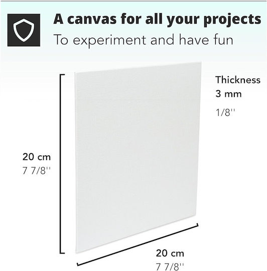 Set 5 Hands Painting Canvases 20x20cm 100% Cotton Pine Wood Frame