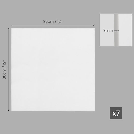 Set 7 Kurtzy Painting Canvases 30x30cm White Cotton 3mm Thickness