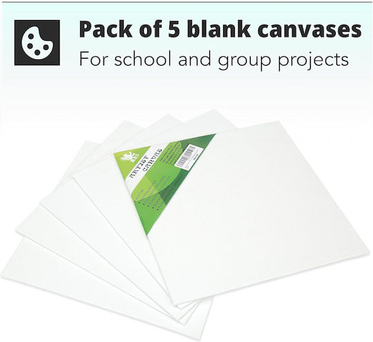 Set 5 Hands Painting Canvases 20x20cm 100% Cotton Pine Wood Frame