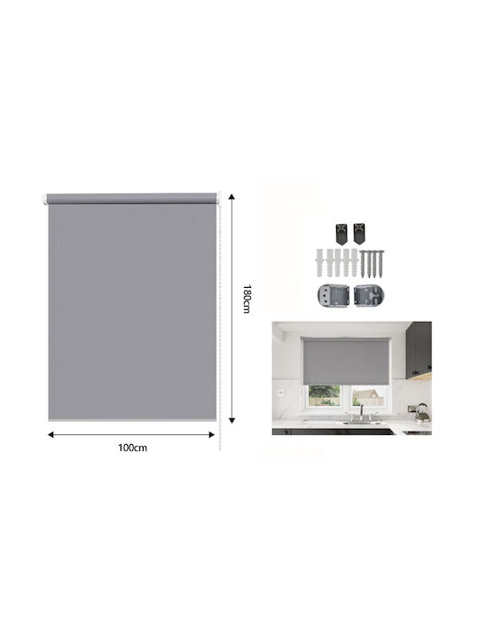Galifas Roller Blinds Partial Blackout Gray W100xH180cm GBS-05675-3785