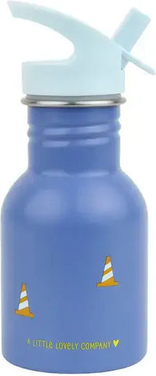 A Little Lovely Company Kids Water Bottle Stainless Steel with Straw Dumptruck 350ml