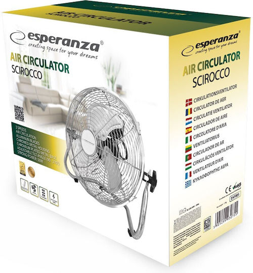 Esperanza Scirocco Floor Fan 50W Fan Diameter 30cm Silver