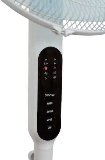 United Usf-689 Ανεμιστήρας Ορθοστάτης 60W Διαμέτρου 40cm με Τηλεχειριστήριο Λευκός