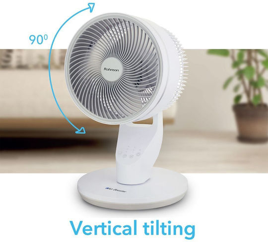 Rohnson Tabletop Fan 60W Diameter 22.5cm with Remote Control White