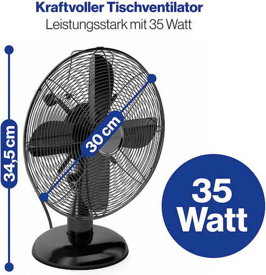 ProfiCare PC-VL 3063 M Ventilator De Masă Cu Diametru De 30cm Negru