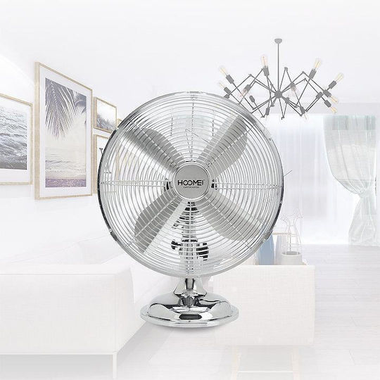 Hoomei Επιτραπέζιος Ανεμιστήρας 50W Διαμέτρου 40cm Ασημί