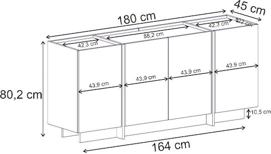 Μπουφές Dorma Ξύλινος Εκρού 180x45x80.2cm