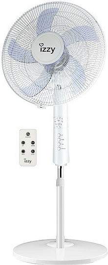Izzy IZ-9003 Стоящ Вентилатор 70W Диаметър На Вентилатора 40cm С Дистанционно Бял