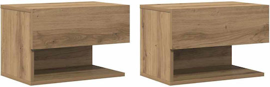 Noptiere Dormitor Din Lemn Maro 2 Bucăți 46x29.5x30cm
