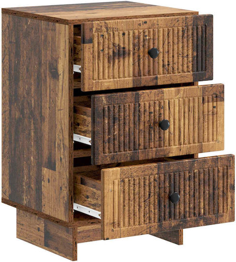 Нощно Шкафче Дървено с Метални Крака Черно 43x41x66.5см