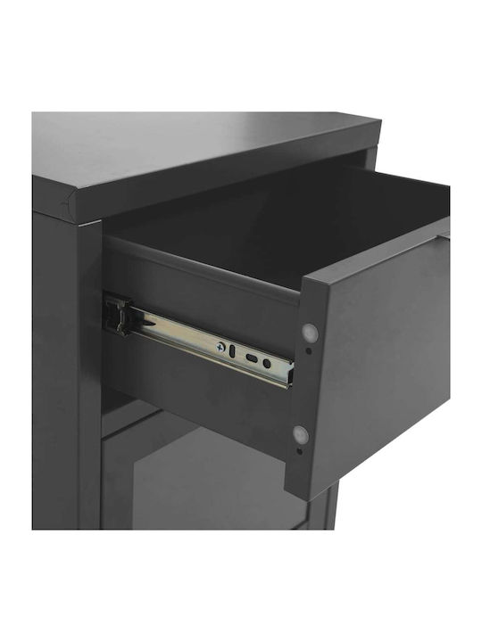 Metal Bedside Table With Gray Glass Surface 40x30x54.5cm