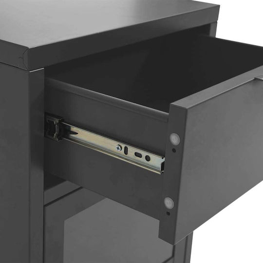 Metal Bedside Table With Gray Glass Surface 40x30x54.5cm