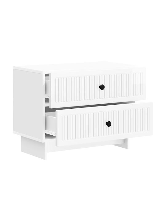 Κομοδίνο Ξύλινο Λευκό 62x34.5x47.5cm