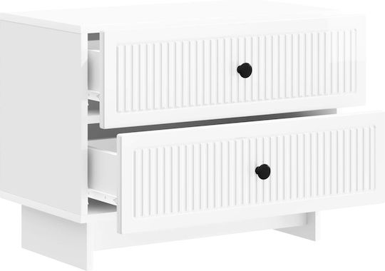 White Wooden Bedside Table 62x34.5x47.5cm