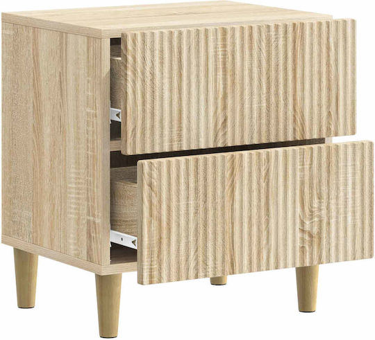 Wooden Beige Bedside Tables 2 Pieces 43x34.5x48cm