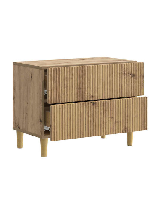 Wooden Bedside Table Brown 62x34.5x48cm