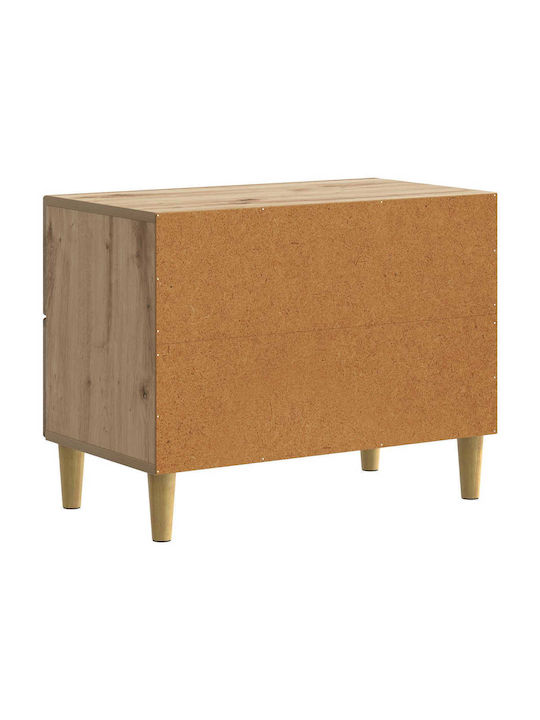 Wooden Bedside Table Brown 62x34.5x48cm