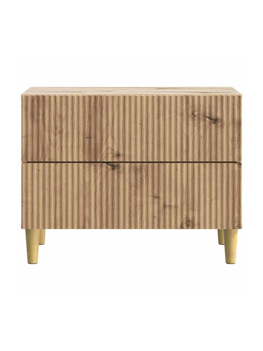 Wooden Bedside Table Brown 62x34.5x48cm