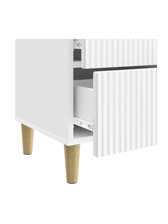Wooden Bedside Table White 43x34.5x48cm