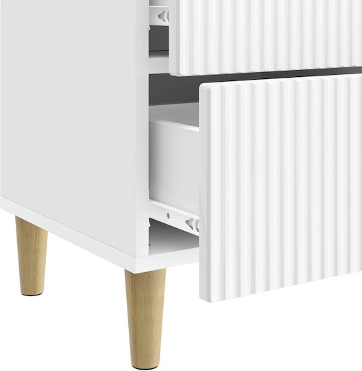 Wooden Bedside Table White 43x34.5x48cm