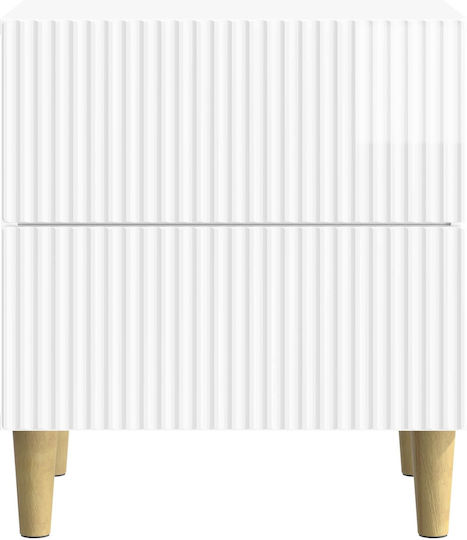 Wooden Bedside Table White 43x34.5x48cm