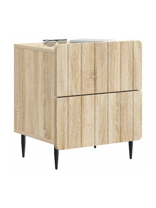 Beige Wooden Bedside Tables 2 Pieces 43x34.5x49.5cm