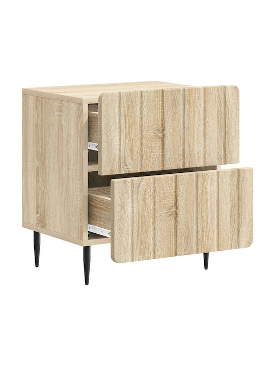 Beige Wooden Bedside Tables 2 Pieces 43x34.5x49.5cm
