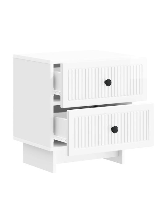 White Wooden Bedside Tables 2 Pieces 43x34.5x47.5cm