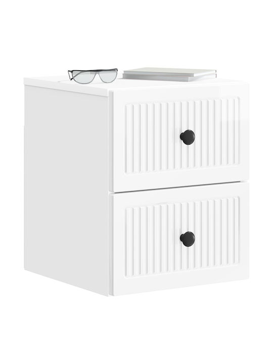 White Wooden Bedside Tables 2 Pieces 33x34.5x40cm