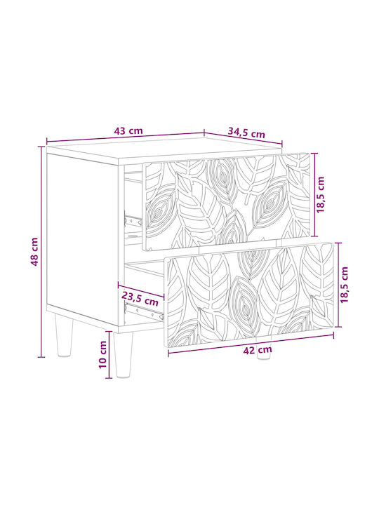 Нощни Шкафчета Дървени Бели 2 Бройки 43x34.5x48см
