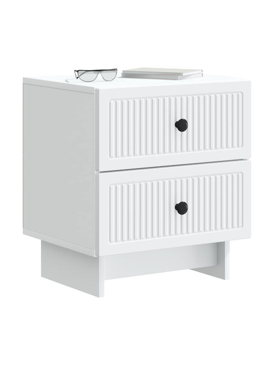 White Wooden Bedside Table 43x34.5x47.5cm