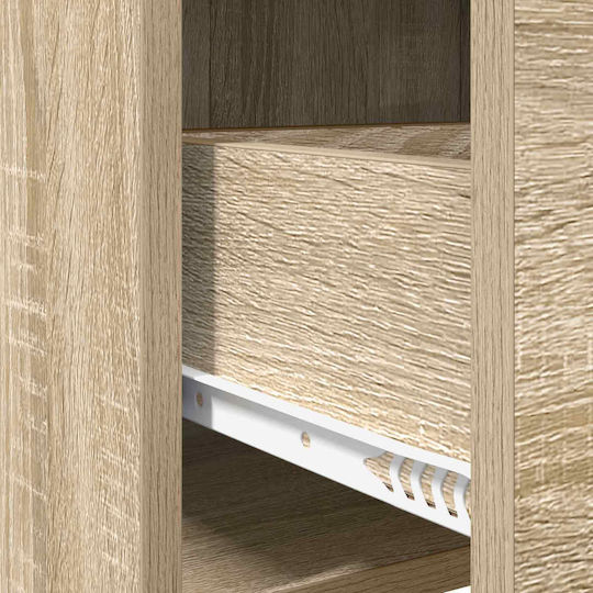 Wooden Bedside Table with Metal Legs Beige 40x30x60cm