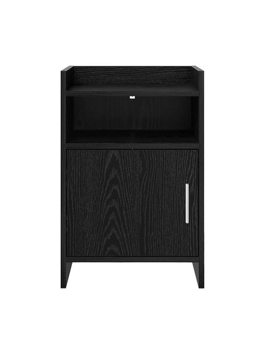 Metal Bedside Table With Black Glass Surface 40x36x60cm