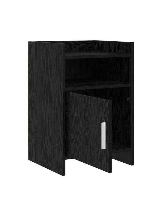 Metal Bedside Table With Black Glass Surface 40x36x60cm
