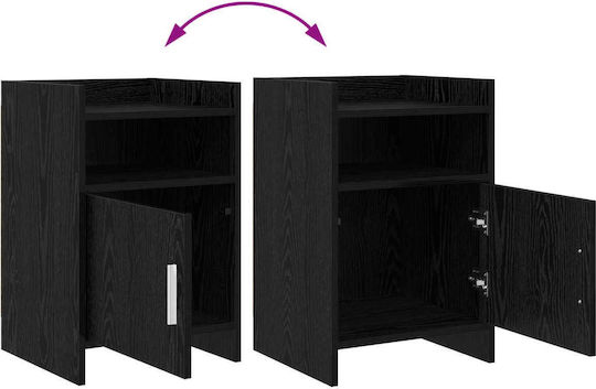Metal Bedside Table With Black Glass Surface 40x36x60cm